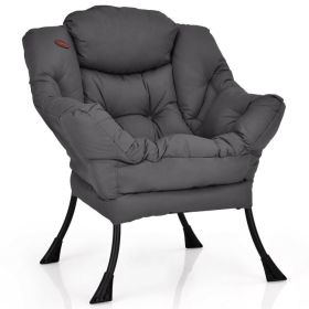 Upholstered Modern Cushioned Accent Chair with Side Pocket in Grey