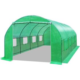Outdoor Greenhouse 10 x 20 x 7 Ft with Heavy Duty Steel Frame and Green PE Cover