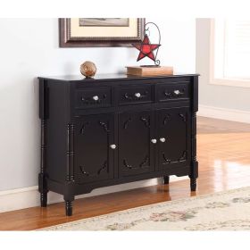 Solid Wood Black Finish Sideboard Console Table with Storage Drawers