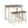 3 Piece Farmhouse Counter Height Kitchen Pub Table Set with 2 Saddle Bar Stools