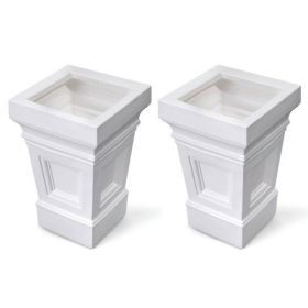 Set of 2 - 24 inch High Self Watering Planter Box in White Plastic Resin