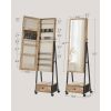 Industrial Modern Metal Wood Jewelry Armoire Cabinet Organizer Mirror on Wheels