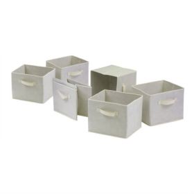 Set of 6 Foldable Fabric Storage Baskets in Beige