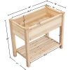 Solid Wood 2-Tier Raised Garden Bed Planter Bed with Bottom Storage Shelf