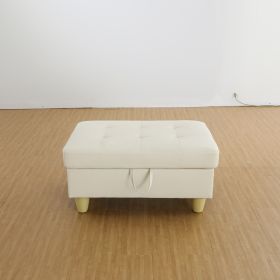 White Faux Leather Storage Ottoman Living Room Sofa