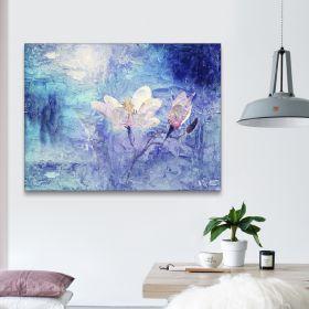 Framed Canvas Wall Art Decor Abstract Style Painting, Impressionism Lotus Painting Decoration For Office Living Room, Bedroom Decor-Ready To Hang