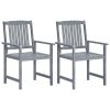Patio Chairs 2 pcs Gray Solid Acacia Wood