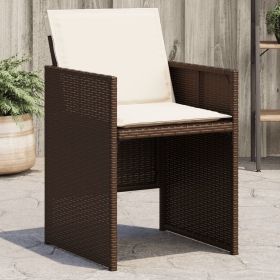 Patio Chairs with Cushions 4 pcs Brown Poly Rattan