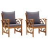 Patio Chairs with Cushions 2 pcs Solid Acacia Wood