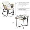3-Piece Patio Bistro Set with 2 Rattan Chairs and Square Glass Coffee Table