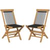 2 Piece Indonesia Teak Patio Folding Chairs with Woven Rope Seat and Back for Porch Backyard Poolside