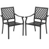 Set of 2 Patio Dining Chairs with Curved Armrests and Reinforced Steel Frame