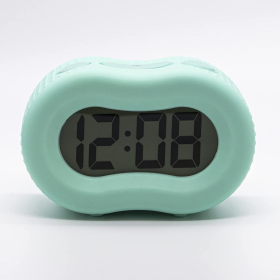 Timelink Rubber Smartlight Fashion Digital LCD Bedside or Travel Alarm Clock - Mint Green