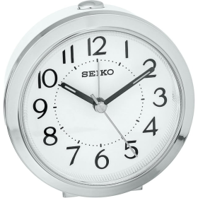 Seiko Illuminated Round Bedside Alarm Clock, Analog, Quartz QHE146SLH