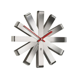 Umbra Ribbon Modern Metal Wall Clock Silent Analog Battery Operated Quartz Movement Steel