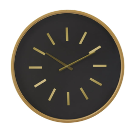 DecMode 24" Black Metal Wall Clock with Gold Accents