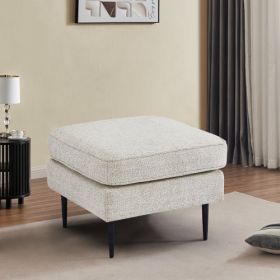 Living Room Upholstered Ottoman with high-tech Fabric Surface/ Chesterfield Tufted Fabric Bench, Large-White.