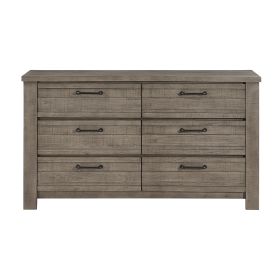 Rustic Style 1pc Gray Dresser of 6x Drawers Metal Hardware Wooden Bedroom Furniture