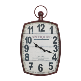 DecMode 19" x 33" Red Metal Pocket Watch Style Wall Clock