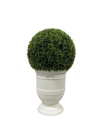 24" Ball Topiary in White Pot, Artificial Faux Plant for indoor and outdoor