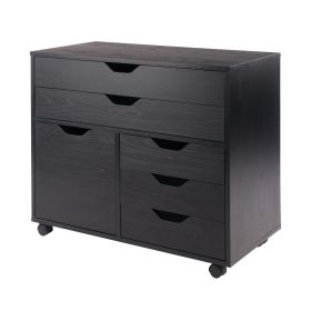 Halifax Wide Storage Cabinet; 3-Small & 2-Wide Drawers; Black
