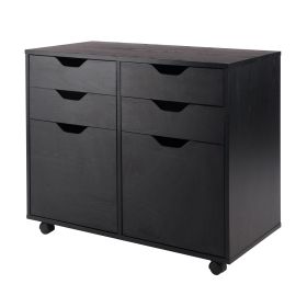 Halifax Wide 2-Door Storage Cabinet; 4-Drawer; Black
