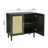Side panel buffet cabinet with natural rattan door, rattan storage cabinet with adjustable shelves, side panel and buffet with storage space
