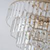 Gold Crystal Chandeliers,5-Tier Round Semi Flush Mount Chandelier Light Fixture