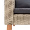 2-Seater Patio Sofa with Cushions Poly Rattan Beige