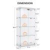 4-Tier Glass Display Cabinet, Double Door Glass Cabinet, Four Partitions, Two Locks, Floor Standing Storage Cabinet for Living Room, Bedroom