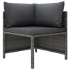 4 Piece Patio Sofa Set with Cushions Poly Rattan Gray