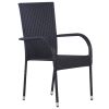 Stackable Patio Chairs 6 pcs Poly Rattan Black