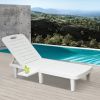 74.4" Outdoor Chaise Lounge Patio Pool Lounge Chairs with 4 Level Adjustable Backrest, White