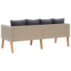 2-Seater Patio Sofa with Cushions Poly Rattan Beige
