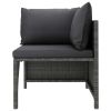 4 Piece Patio Sofa Set with Cushions Poly Rattan Gray