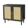 Side panel buffet cabinet with natural rattan door, rattan storage cabinet with adjustable shelves, side panel and buffet with storage space
