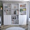 Emery 3 Piece Living Room Set with 3 Bookcases, White