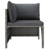 4 Piece Patio Sofa Set with Cushions Poly Rattan Gray