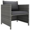4 Piece Patio Sofa Set with Cushions Poly Rattan Gray