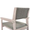 Outdoor Dining Set Patio Dining table and Chairs with Rattan Backrest and Removable Cushions for Patio and Backyard, White Washed