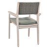 Outdoor Dining Set Patio Dining table and Chairs with Rattan Backrest and Removable Cushions for Patio and Backyard, White Washed