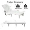 74.4" Outdoor Chaise Lounge Patio Pool Lounge Chairs with 4 Level Adjustable Backrest, White