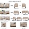 Modern 3 Piece seat Sofa Couch with Scooped Armrest/Wood legs,Upholstered Velvet 3-seat Sofa with Removable Cushions for Livingroom Bedroom,Taupe