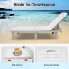 74.4" Outdoor Chaise Lounge Patio Pool Lounge Chairs with 4 Level Adjustable Backrest, White