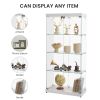 4-Tier Glass Display Cabinet, Double Door Glass Cabinet, Four Partitions, Two Locks, Floor Standing Storage Cabinet for Living Room, Bedroom