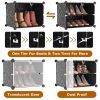 8-Tier 2-Row Shoe Rack Organizer Stackable Free Standing Shoe Storage Shelf Plastic Shoe Cabinet Tower with Transparent Doors for Heels Boots Slippers