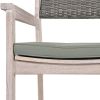 Outdoor Dining Set Patio Dining table and Chairs with Rattan Backrest and Removable Cushions for Patio and Backyard, White Washed