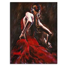 Ha's Art Handmade Abstract Oil Painting Wall Art Modern Beautiful Red Dancing Girl Picture Canvas Home Decor For Living Room Bedroom No Frame (size: 100x150cm)