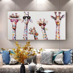 Hand Painted Oil Painting  Horizontal Abstract Animals Giraffe Modern Living Room Hallway Bedroom Luxurious Decorative Painting (style: 01, size: 50x100cm)