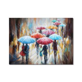 Woman With Umbrella On Rainy Day Canvas Oil Paintings Abstract Wall Art Decorative Picture For Living Room Decor No Frame (size: 75x150cm)